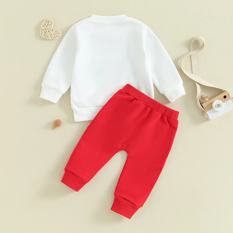 My First Valentines Day Truck Sweatshirt Pants Cute Outfits Set