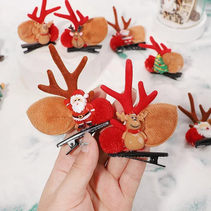 1pair Christmas Party New Years Antler Hair Clips