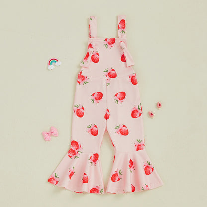 Bell-Bottom Jumpsuit Bow/Watermelon/Strawberry Square Neck