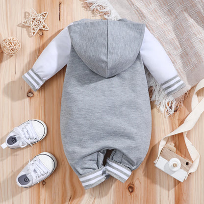 Baby Romper Grey Longsleeve Hooded Baseball Clothes 36 Classic Sport Typography Jersey
