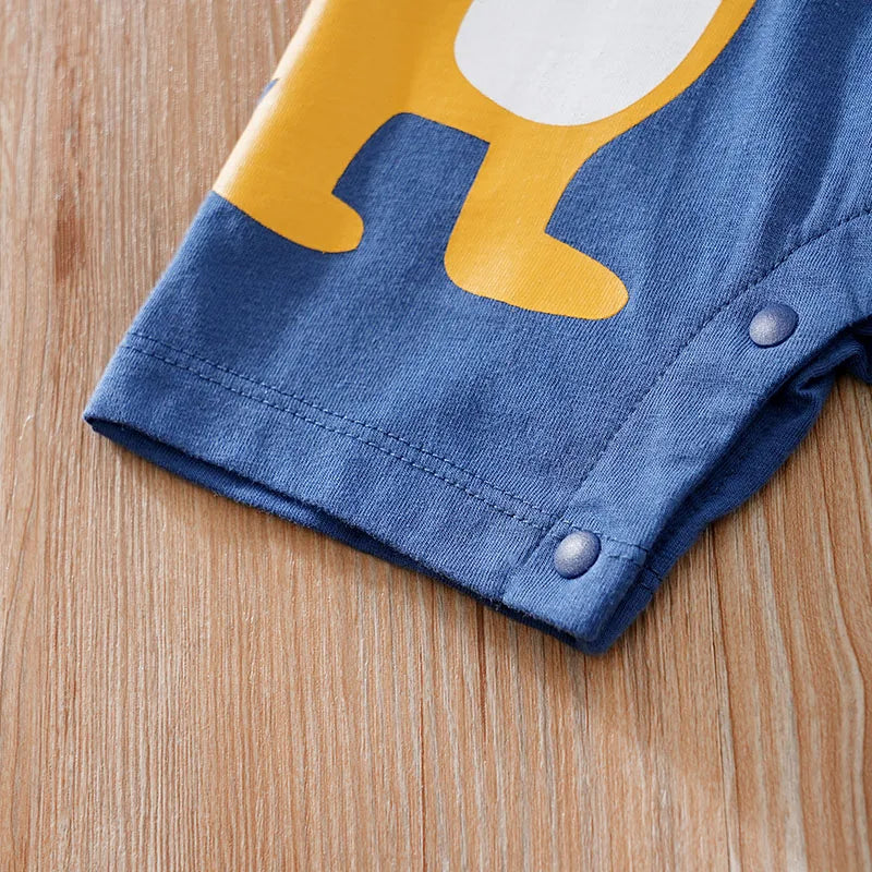 Summer Boys Cute Cartoon Dinosaur 3d Printing Casual Cotton Comfortable Short Sleeve Bodysuit