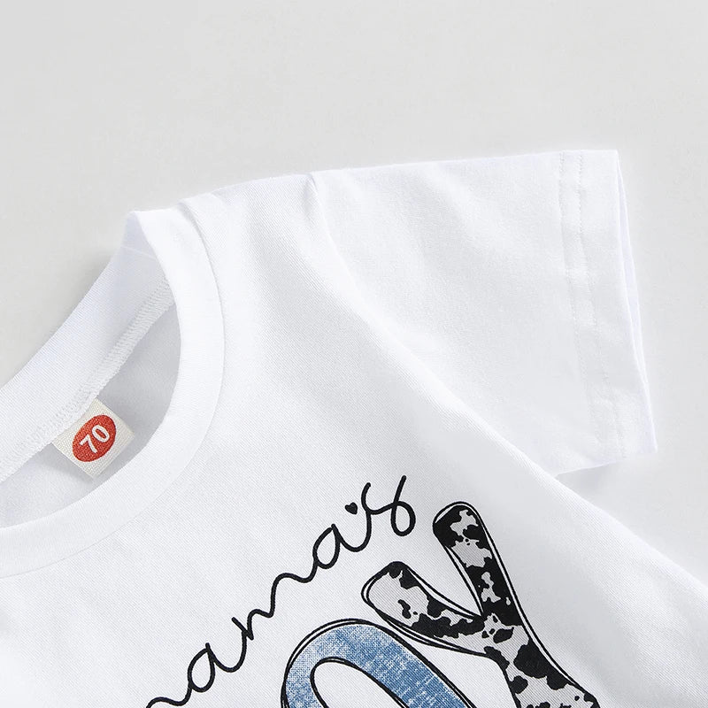 Short Sleeve Letter Print T-shirt  and Elastic Waist Drawstring Shorts