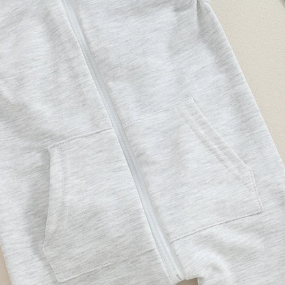 Bunny Ear Oneise  Zipper Hooded Bodysuit Jumpsuit