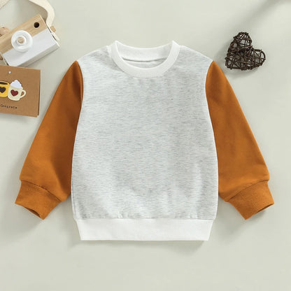 Toddler Clothes Baby Contrast Color Sweatshirts Sleeve Cotton Tops Boys Girls Kids Clothing