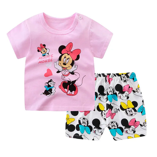 Cartoon short sleeve cotton girls Outfits