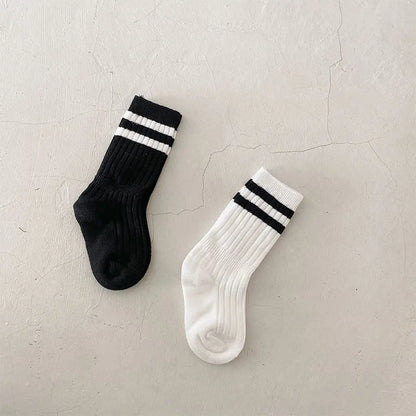 New Kids Cotton Sport School Students Socks Cotton Black White Socks for Boys Girls Slouch Socks Baby Toddler Socks 1-10Y