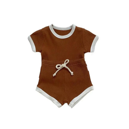 Summer 2 Pieces Toddler Infant Kid Baby Boy Clothes Sets Soft Short Sleeve T-shirt Tops Striped Shorts Summer Outifts Clothing