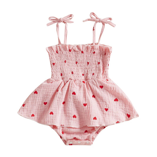 valentine's Heart Print Sleeveless Jumpsuit