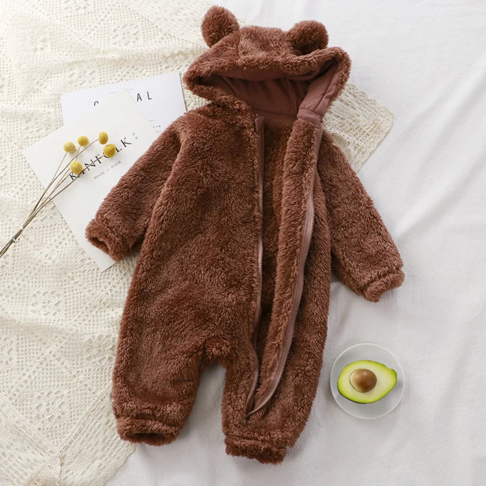 Bear Ear Hood Fleece Onesies Pyjamas