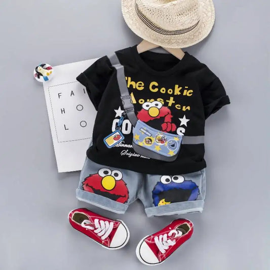 Tshirt +Denim Shorts 2 Pcs sets