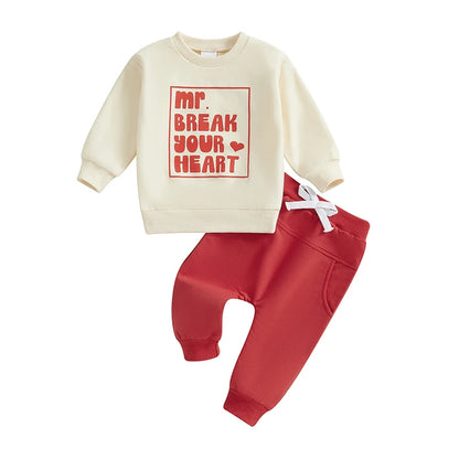 Valentine’s Day Outfits Long Sleeve Sweatshirt and Pants Set