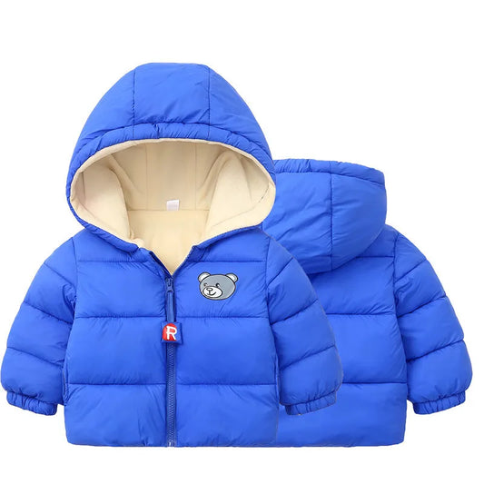 Bear print hooded jacket
