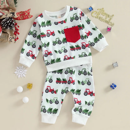 Toddler Boy Christmas Clothes Set 6 12 18 24 Months 2T 3T Baby Boy‘s Outfits Winter Sweatsuits