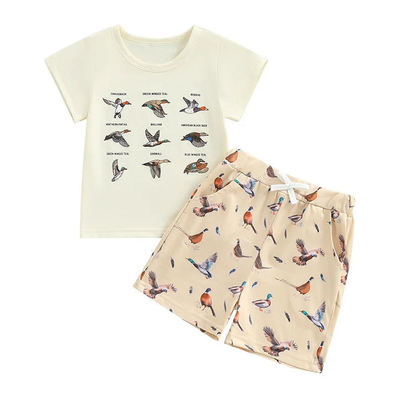 Short Sleeve T-shirts + Elastic Waist Shorts