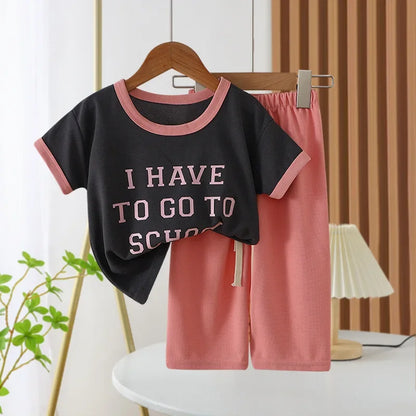 2024 Summer Children Clothes Sets Sports School Outfits for Baby Girl Boy Suit T-shirts+Pants 2 Piece Kids 1-8Yrs Clothing