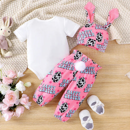 Bunny Bodysuit Top with Pants Set with Rabbit Ear Hat