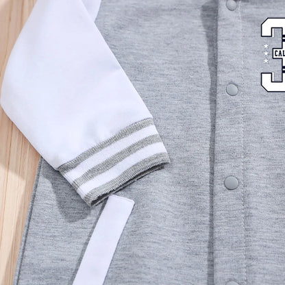 Baby Romper Grey Longsleeve Hooded Baseball Clothes 36 Classic Sport Typography Jersey