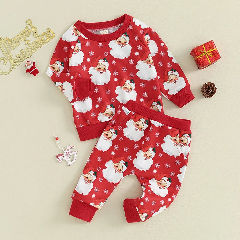 Santa Head Print Christmas Sets