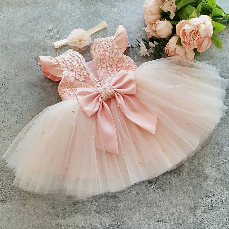 Kids Dresses for Girls Summer Infant Party Flower Girl Wedding Children Clothing Princess Tutu Dress Toddler Baby Xmas Lace Gown