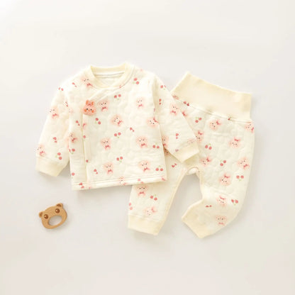 Baby Girl Outfit Combed Cotton Long Sleeve Tops Pants Two Pieces Autumn Winter Infant Clothing Baby Clothes Set