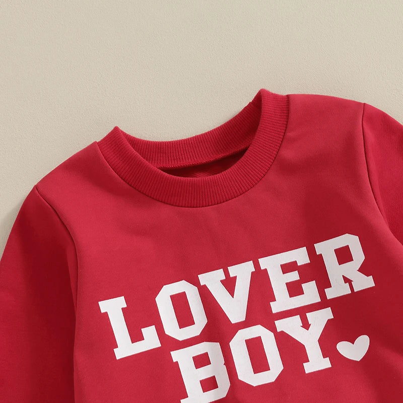 Valentine Day Toddler Boy Long Sleeve Sweatshirt and Pant