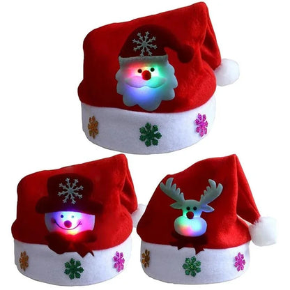 LED Christmas Hats Light Up Santa