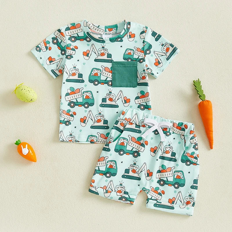 Crew Neck Short Sleeve T-Shirt with Shorts Set