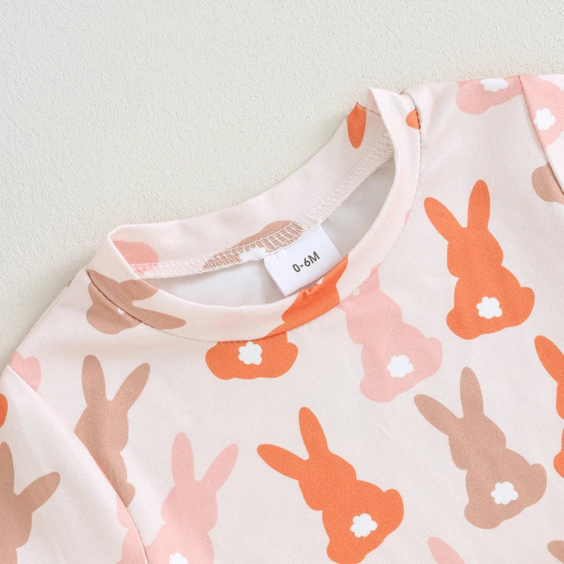 2Piece Shorts Set Bunny Print Short Sleeve T-shirt and shorts