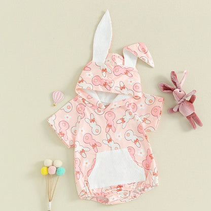 Short Sleeve Hoodie with Bunny Ear