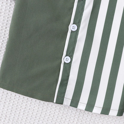 fashionable and casual solid color short sleeved shirt and shorts