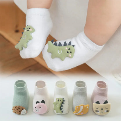 Cute Baby Boy Girl Socks Kids Dinosaur/fox Newborn Cheap Stuff Anti Slip Sokken for 0-3years Bebe Infant Toddlder Floor Socks