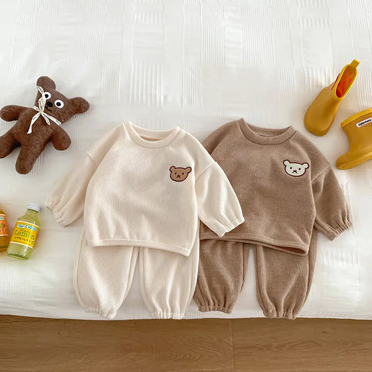 Cartoon Bear Hoodie + Pants Boys Outwear Infant 2PCS