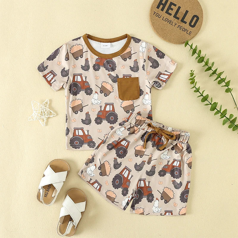 Short Sleeve Cartoon T-Shirt and Shorts