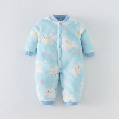 Infant Baby Cartoon Print Romper Flannel