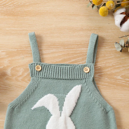 Bunny Easter Knit Rompers Sleeveless