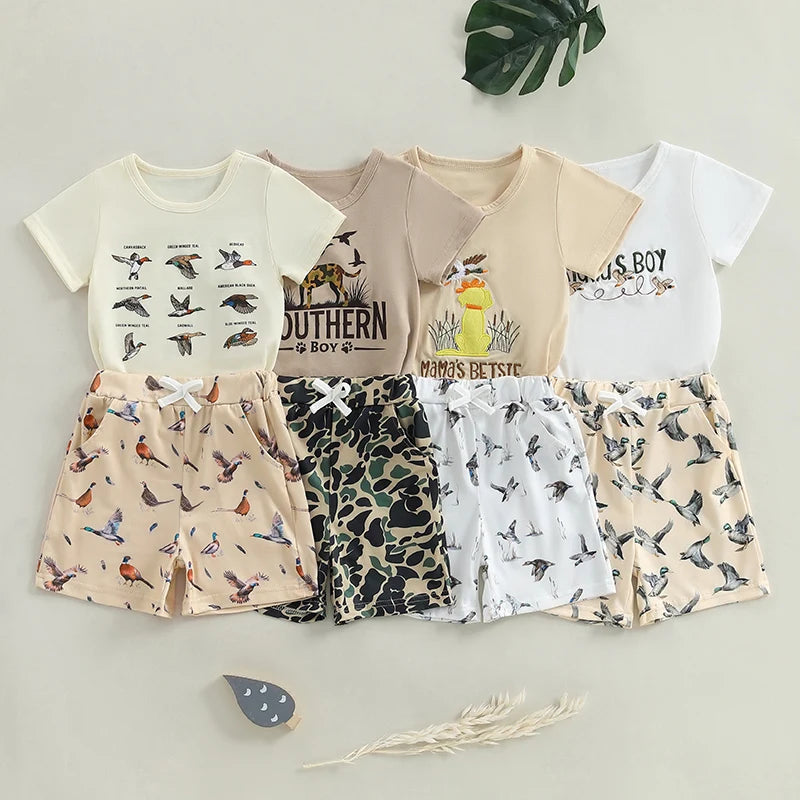 Short Sleeve T-shirts + Elastic Waist Shorts