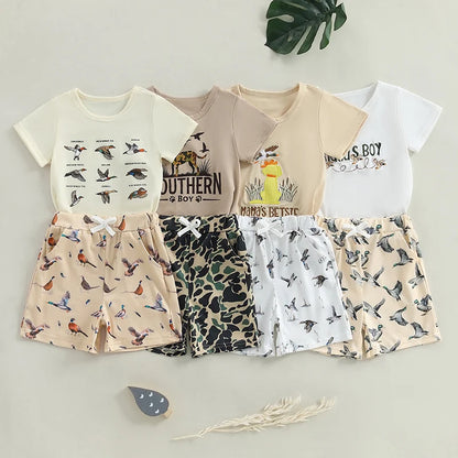 Short Sleeve T-shirts + Elastic Waist Shorts
