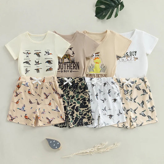 Short Sleeve T-shirts + Elastic Waist Shorts
