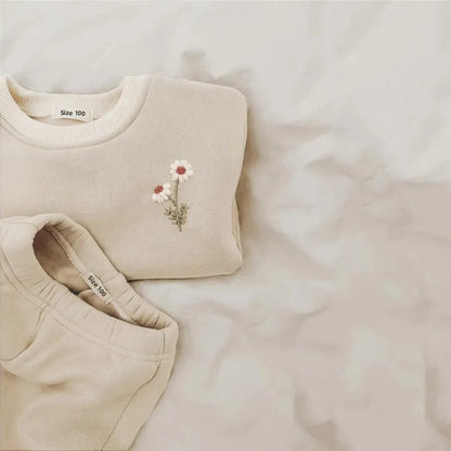 2Pcs Set Embroidery Thicken Fleece Outfit