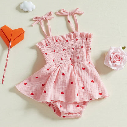 valentine's Heart Print Sleeveless Jumpsuit