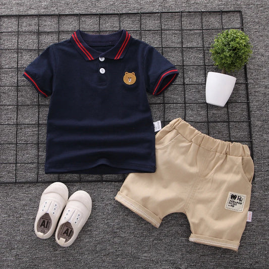 Polo Shirt Sets Boys Short Toddler Sleeve T-shirt Kids Sports Suit 2pcs