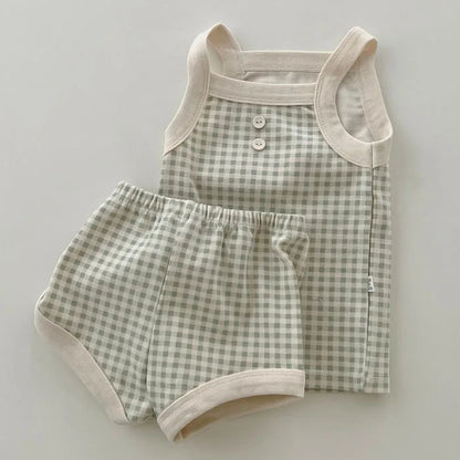 Thin Cotton Vest + Shorts 2pcs Suit Infant Outfits Toddler Breathable Set