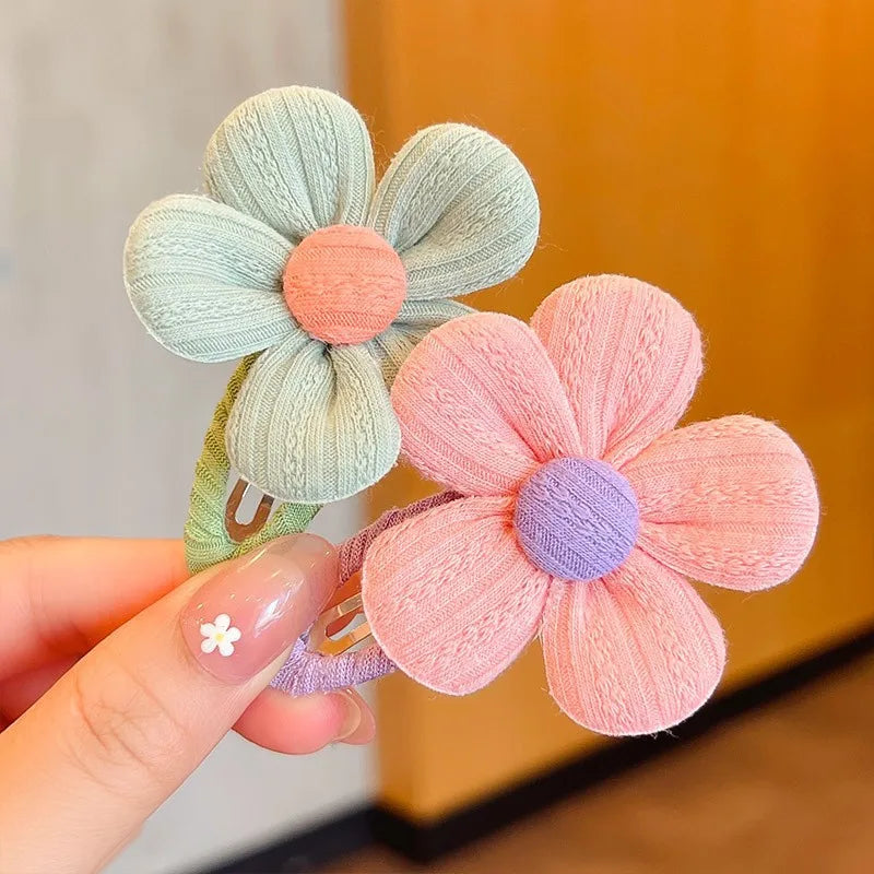 【2-Piece Set】Children's Cute Fabric Flower Pair Clip Hair Accessories Girl Hairpin Temperament Clip Baby Headdress Wholesale