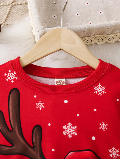 Girls fashion Christmas themed full-body print casual party style pullover hoodie