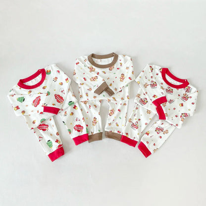 Winter Christmas Cartoon Christmas Print Clothing Sets