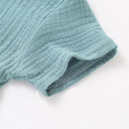 Solid Cotton Linen T-shirts+Shorts Set