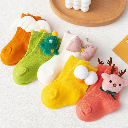 Korean Kawaii Children Candy Color Socks Cute Cartoon Middle Tube Baby Socks Newborn Infant Toddle Socks Baby Boys Girls Socks