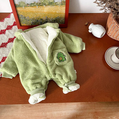 Thickened hooded Dinosaur  Romper