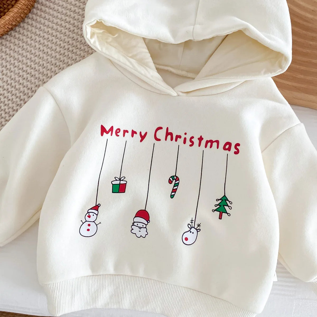 Korean Autumn Winter Baby Girls 2PCS Christmas Clothes Set Cotton Plus Velvet Hoodies Patchwork Pants Suit Toddler Girls Outfits