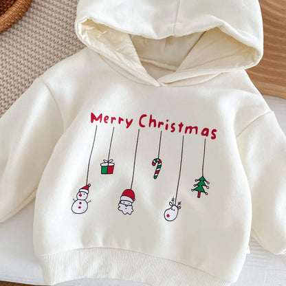 Korean Autumn Winter Baby Girls 2PCS Christmas Clothes Set Cotton Plus Velvet Hoodies Patchwork Pants Suit Toddler Girls Outfits